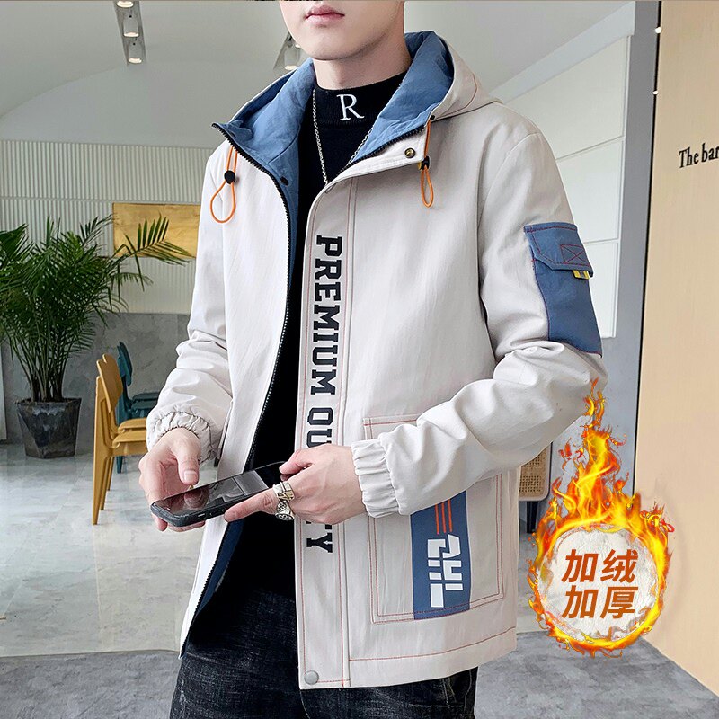 夹克男秋冬季派克服男士加绒加厚时尚连帽外套XZ313B-1-R1202-P70,男装夹克,星座313B-2