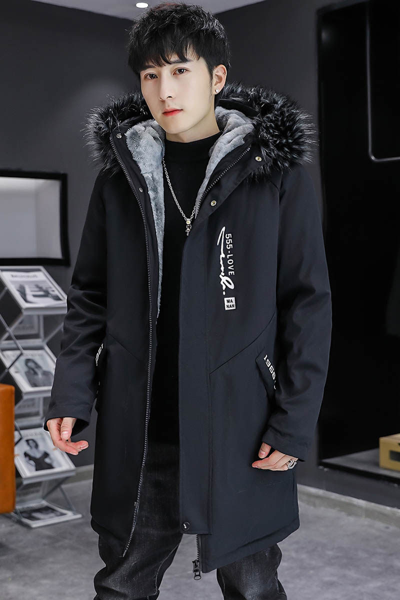 主推男士中长款大毛领加绒加厚连帽棉衣外套MY103-P95毛领加10元,男装棉衣,星座313B-2