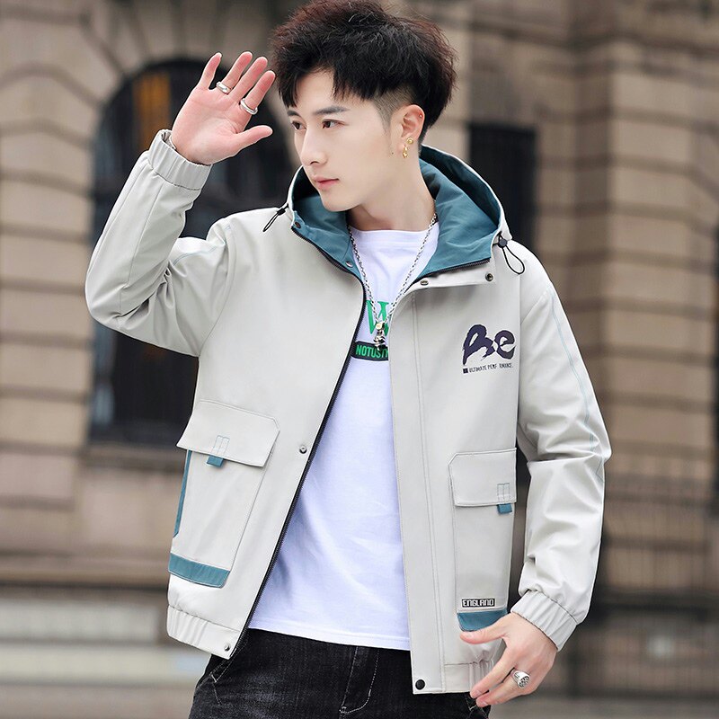 外套男新款韩版休闲百搭连帽夹克上衣XZ313B-1-S189-P65,男装夹克,星座313B-2