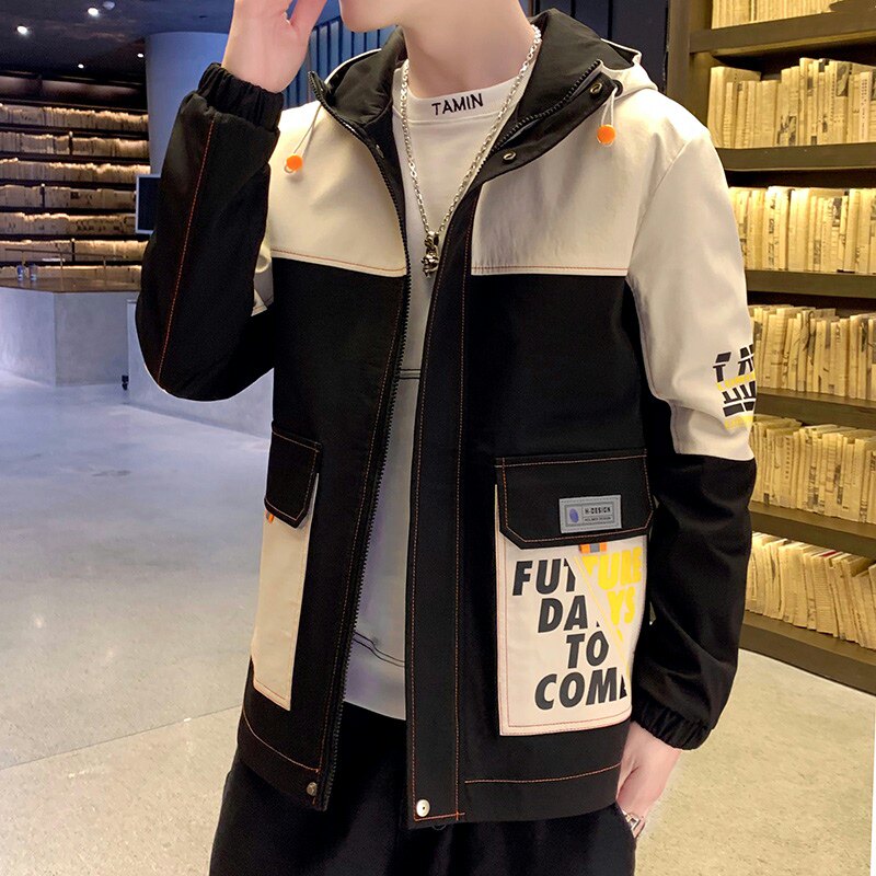 夹克男潮流ins男士时尚连帽工装外套XZ313B-1-JK1201-P60,男装夹克,星座313B-2