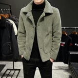 主推款秋冬新潮双面穿青年外套男颗粒绒短款毛呢M187-P120，男装毛呢大衣，星座313B-2