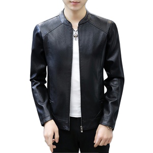 秋季新款男士休闲薄款皮衣夹克修身外套XZ313B-1-PY3908-P100图片