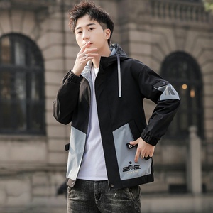 JK05-P60 XZ313B-1秋季新款潮流ins男士时尚连帽工装夹克2021图片