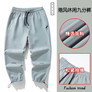 2021新款港风男士宽松休闲九分裤束脚裤XZ313B-1-K5005-P40图片