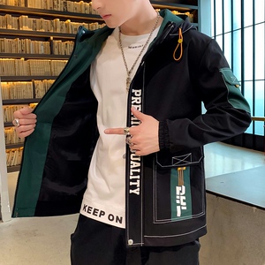 夹克男秋季新款潮流ins男士时尚连帽工装外套XZ313B-1-JK1202-P60图片