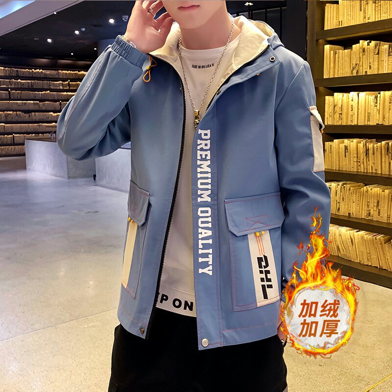 夹克男秋冬季新款男士加绒加厚时尚连帽外套XZ313B-1-R1202-P70,男装夹克,星座313B-2