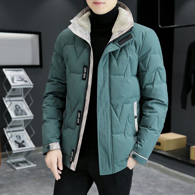 MY8608-P105冬季爆款男修身短款纯色棉衣青年纯色休闲棉服外套图片