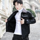 2021冬加绒皮衣青年机车服皮夹克外套男XZ313B-1-PY1902-P120，男装皮衣，星座313B-2