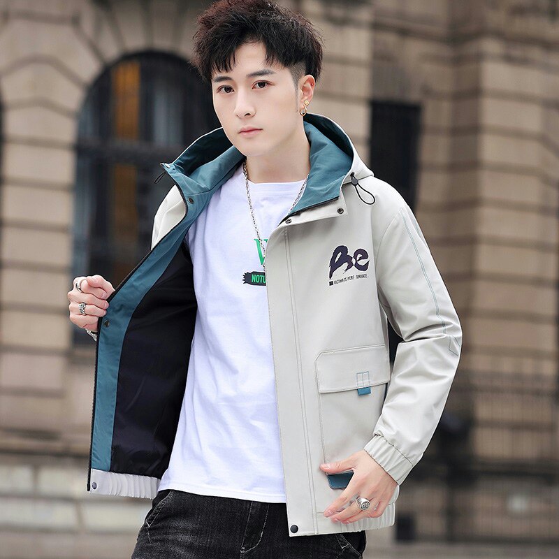 外套男新款韩版休闲百搭连帽夹克上衣XZ313B-1-S189-P65,男装夹克,星座313B-2