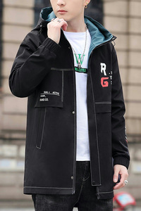 男士中长款连帽时尚休闲夹克外套XZ313B-1-S188图片