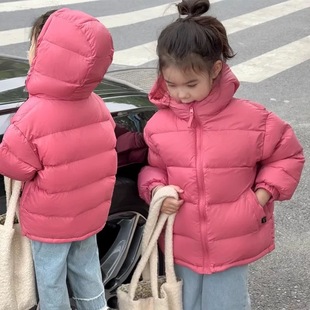 儿童羽绒服短款连帽中大童冬装外套加厚男女孩保暖鸭绒面包服新年