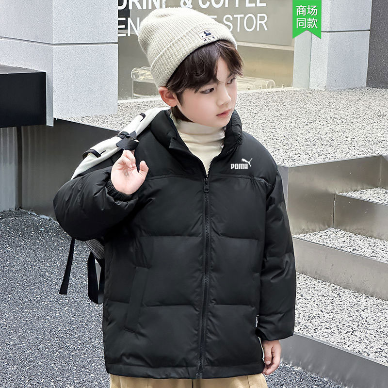 奥莱童装羽绒服拼色男女童保暖冬装秋冬新款连帽中大童加厚外套