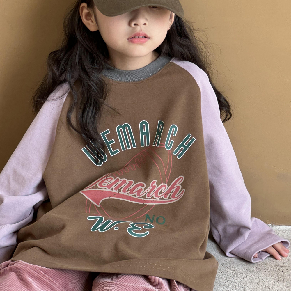 女童圆领套头卫衣磨毛打底T恤