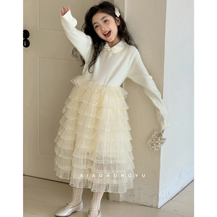 女童连衣裙秋冬款2026新款女大童超好看网纱蛋糕裙生日礼服蓬蓬裙