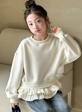 女童毛衣秋冬款韩版穿搭大童女装冬季加厚套头上衣儿童洋气针织衫