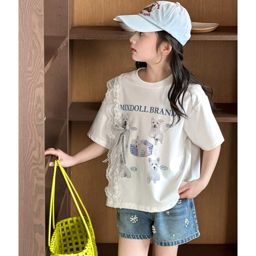 女童夏装短袖T恤2026新款初中生时髦洋气半袖韩系超好看儿童上衣