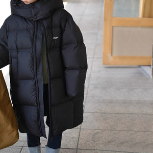 女童长款羽绒服冬季白鸭绒外套长款过膝连帽保暖三防免洗大童上衣