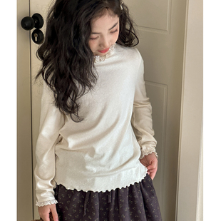 女童长袖T恤秋冬2026新款初中生超好看韩系上衣女大童冬季打底衫