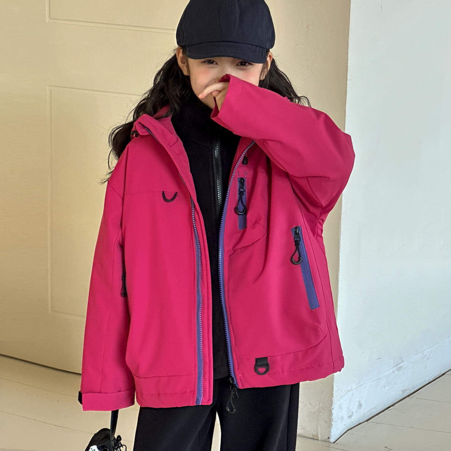 女童冲锋衣2025秋冬新款女大童加厚夹棉上衣摇粒绒内胆三合一外套