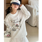 新款 女童长袖 T恤2026春装 儿童洋气卡通印花体恤女大童超好看上衣