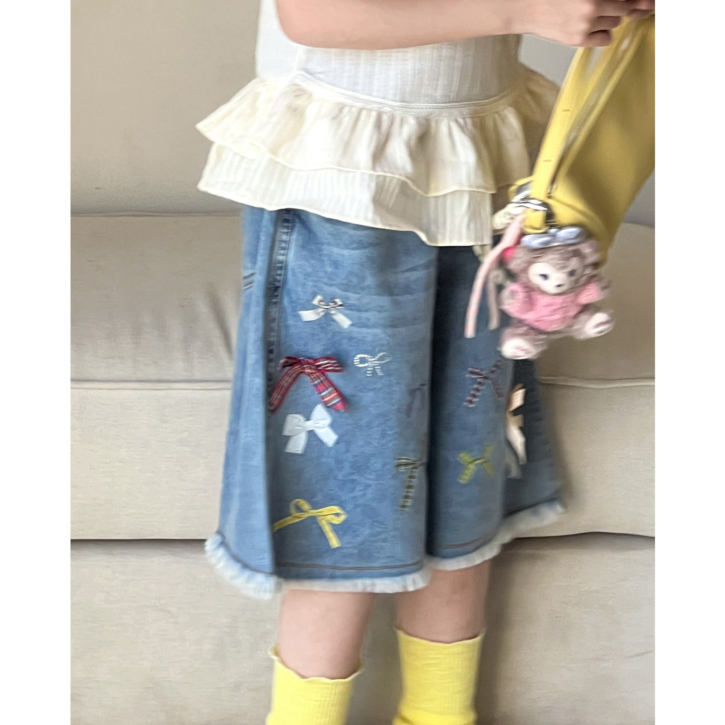 女童牛仔短裤夏季薄款2026超火韩国童装初中生宽松中裤女大童裤子图片