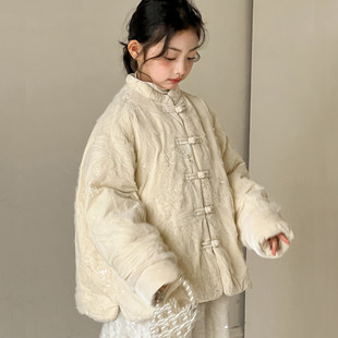 女童棉衣新年外套2026冬季新款儿童新中式盘扣立领中大童唐装棉服