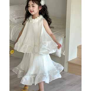 女童夏套装裙初中生甜美可爱公主裙薄款2026新款夏季蛋糕裙两件套