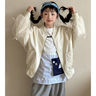 女童棒球服外套秋装初中生秋季夹克衫韩国童装女大童洋气时髦上衣