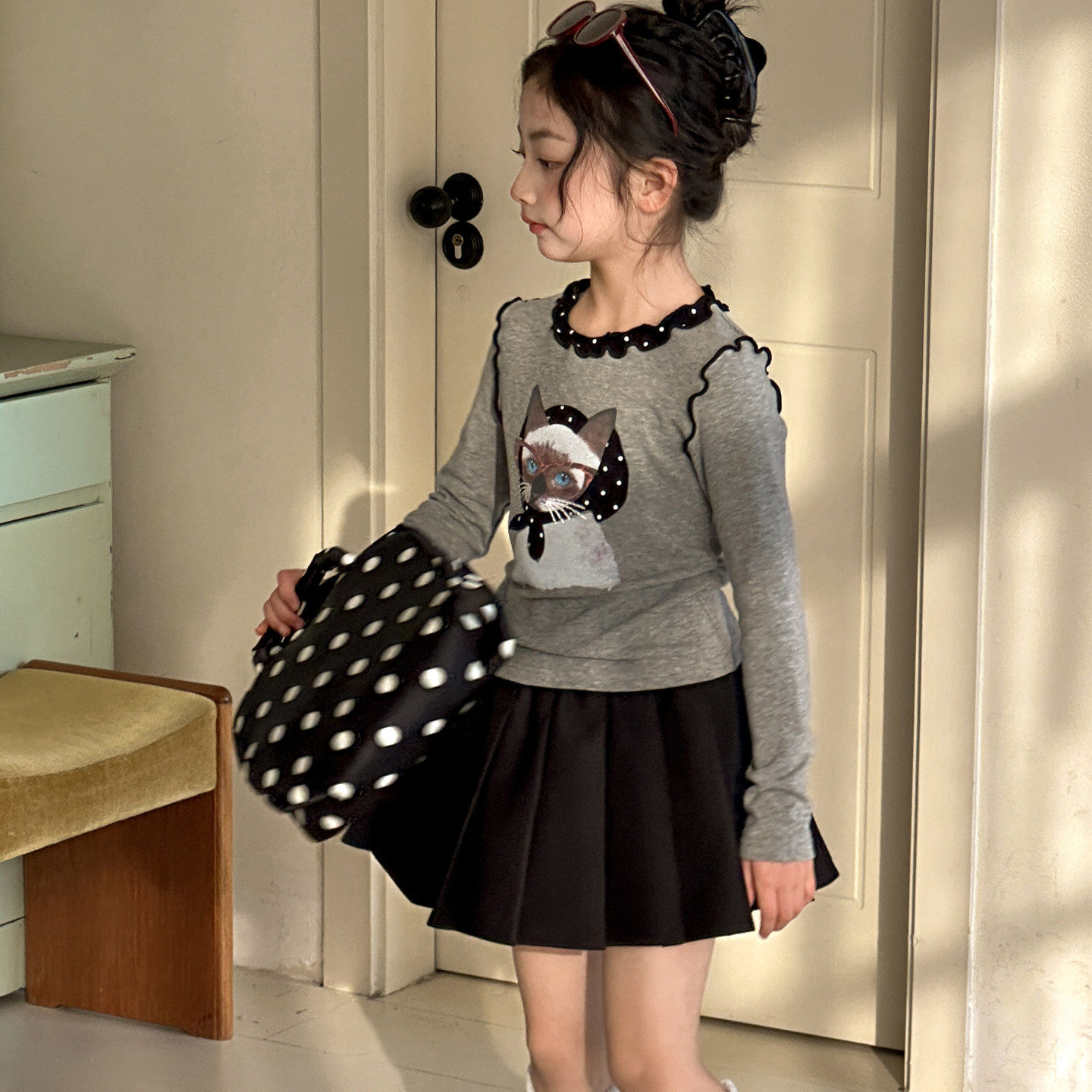 女童打底衫春秋款2026新款初中生女孩春装套头上衣女大童长袖T恤