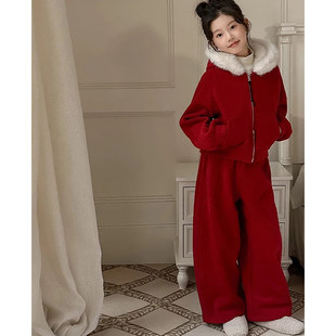 女童加绒卫衣套装冬装2026新款女大童直筒裤青少年女孩超好看童装