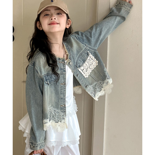女童牛仔外套春秋款2026新款青少年超好看宽松休闲上衣女大童秋装