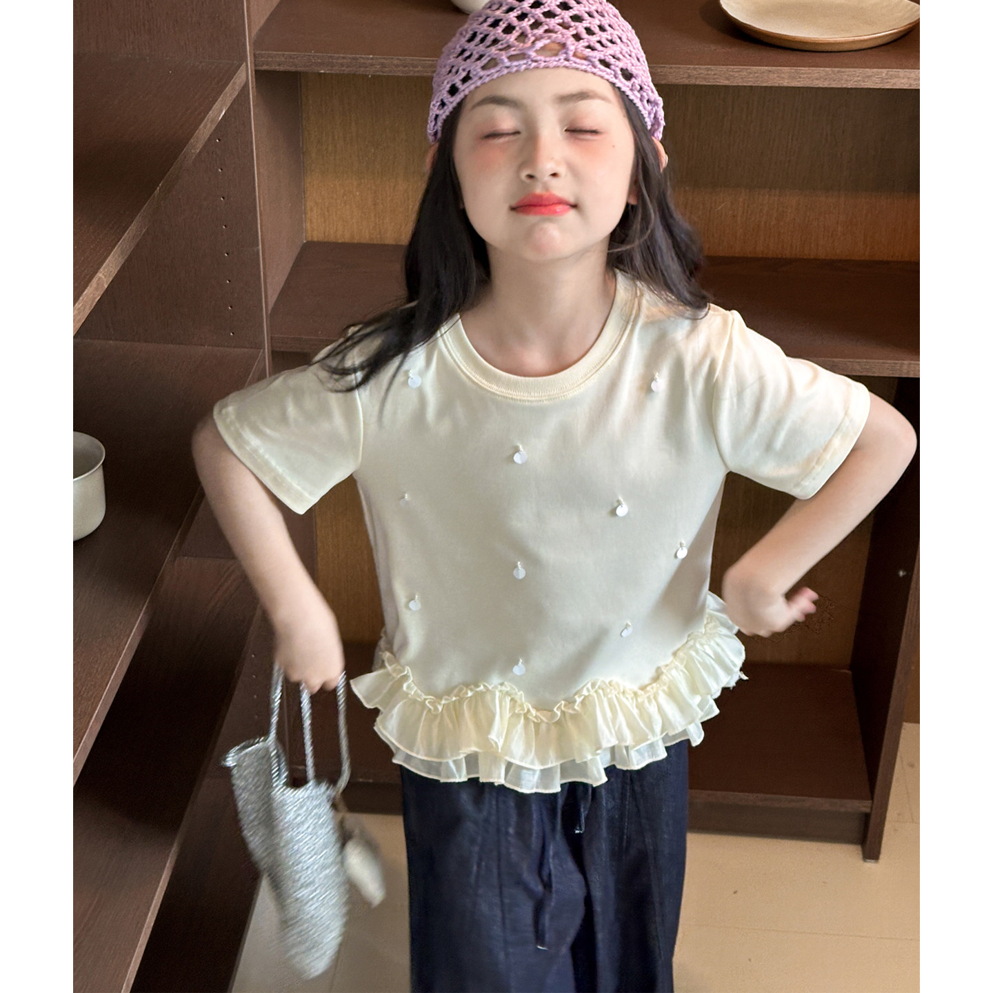 女童短袖T恤夏装2026超火女大童夏季薄款上衣初中生宽松百搭体恤图片