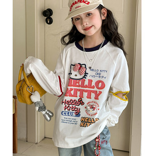 女童长袖t恤2026新款儿童春装洋气打底衫女大童初中生春秋款上衣