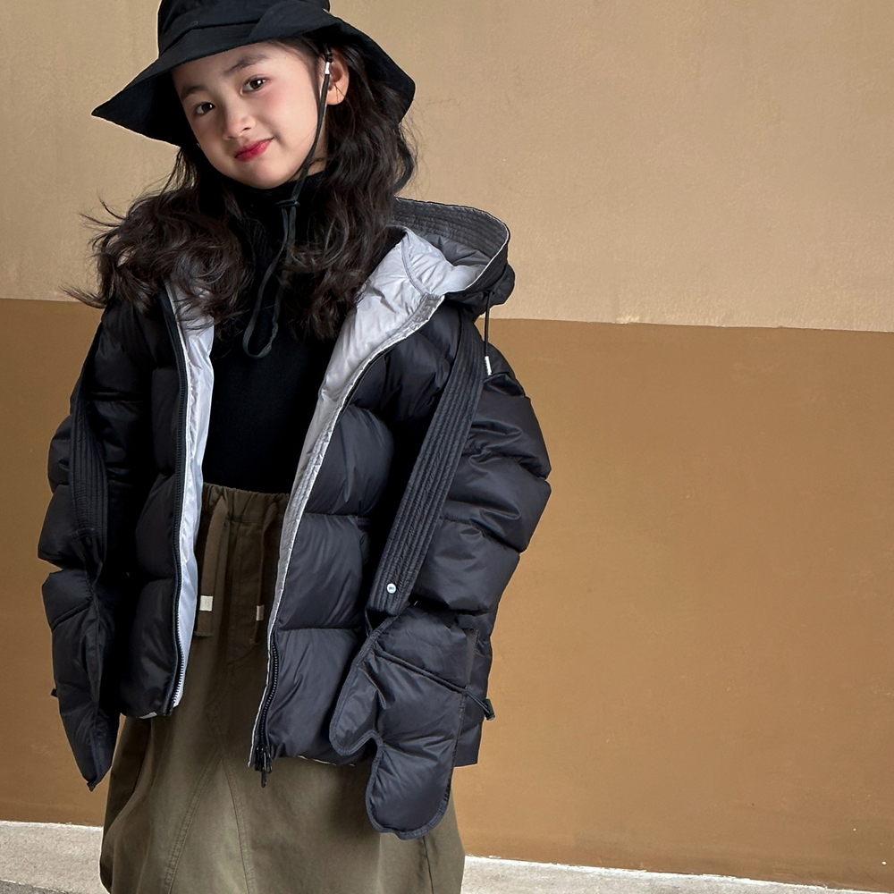 女童连帽羽绒服加厚三防免洗外套