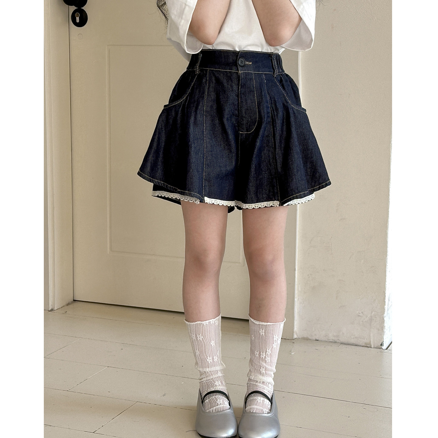 女童牛仔短裤夏装2025新款女大童夏季假两件裙裤小女孩超好看裤子图片