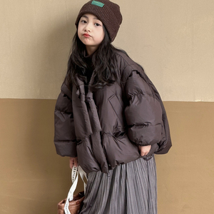 女童羽绒服冬季儿童可拆卸外套2023新款加厚面包服短款中大童冬装