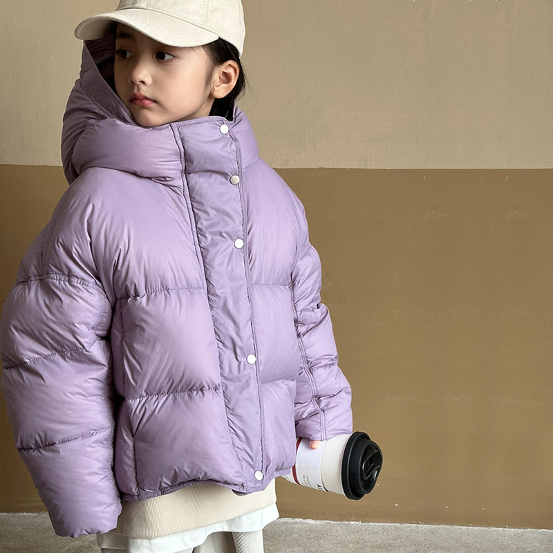 女童白鸭绒加厚连帽面包羽绒服