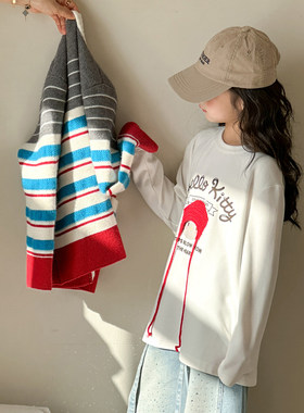 女童长袖T恤2026春装新款初中生打底衫儿童洋气女大童超好看上衣