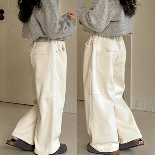 女童加绒裤子2026秋冬新款儿童休闲直筒裤冬季女大童一体绒牛仔裤
