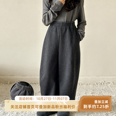 女童裤子秋冬季2025新款儿童一体绒加厚阔腿裤女大童超好看香蕉裤