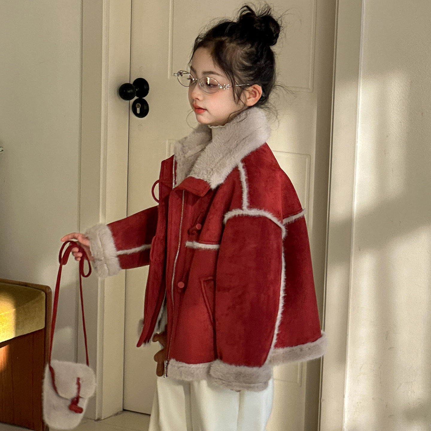 女童皮毛一体红色新年外套2026冬季新款女大童加绒加厚本命年衣服,童装/婴儿装/亲子装,普通外套,淘宝优惠券,粉丝福利购,淘宝优惠卷