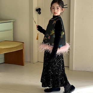 女童国风套装冬装2026新款女大童新年衣服初中生女孩新中式拜年服