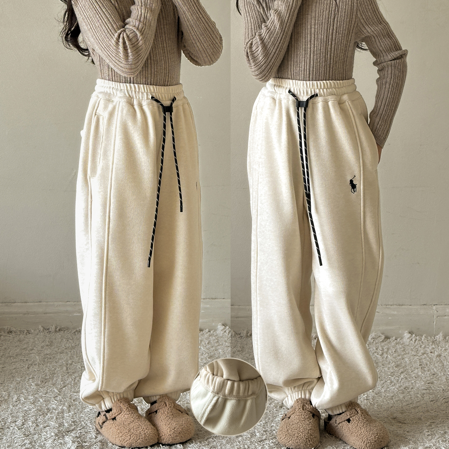 女童加绒裤子2025秋冬新款儿童束脚裤一体绒运动卫裤女大童阔腿裤