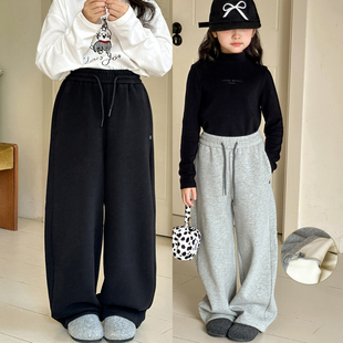 女童裤子秋冬款2026新款女大童一体绒卫裤儿童休闲裤初中生运动裤