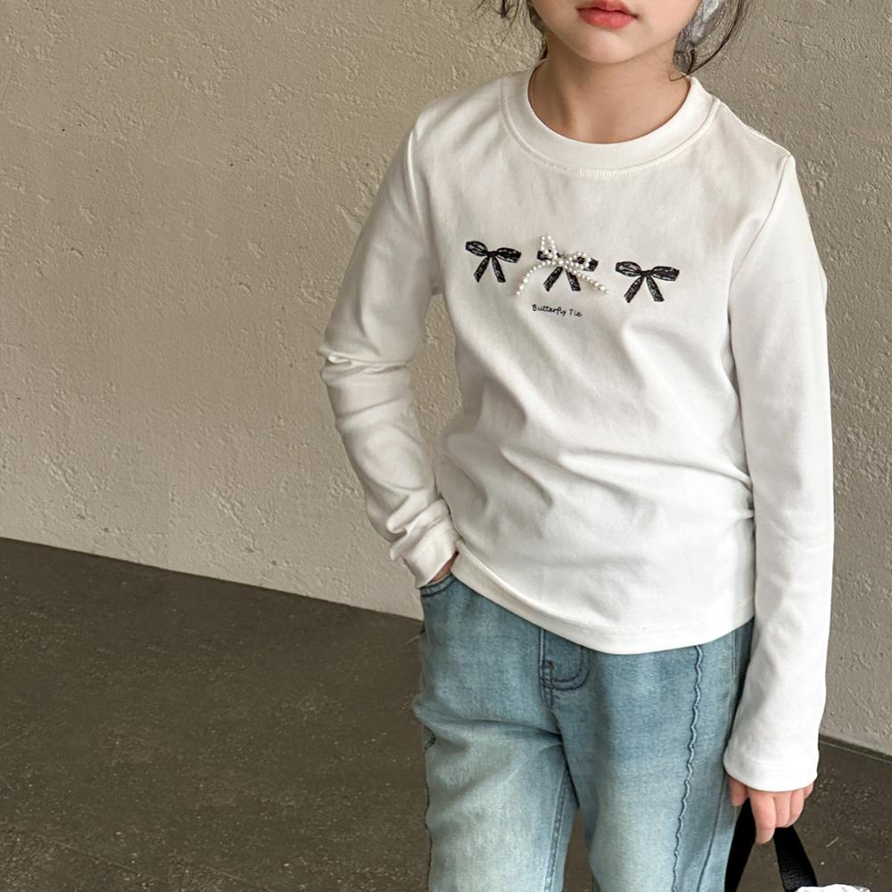 女童蝴蝶结打底衫秋装T恤