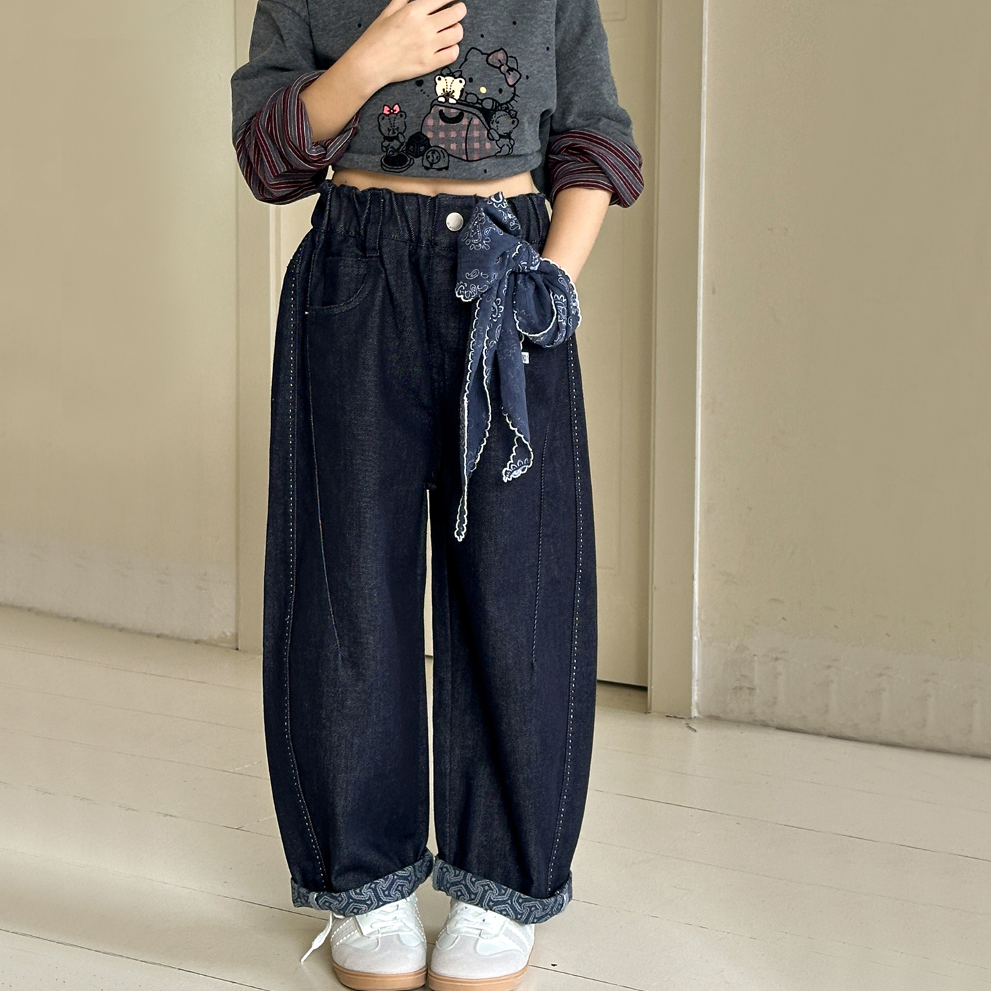 小红鱼女童牛仔裤春秋款直筒裤子