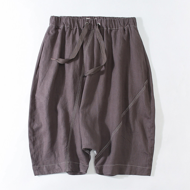 J女装瑕疵品16200612夏季显瘦亚麻中腰宽松百搭轻薄短裤女款