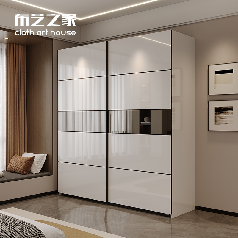 白色烤漆移门大衣柜简约现代
