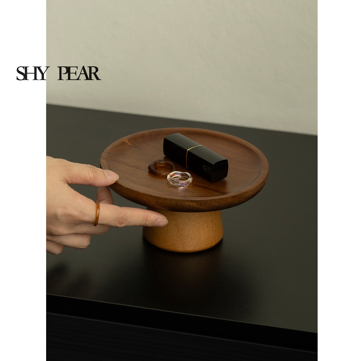 shypear羞梨香薰托盘木质高脚盘