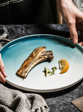 西餐盘陶瓷圆形盘子家用北欧点心平盘早餐盘碟子菜盘艺术牛排餐盘